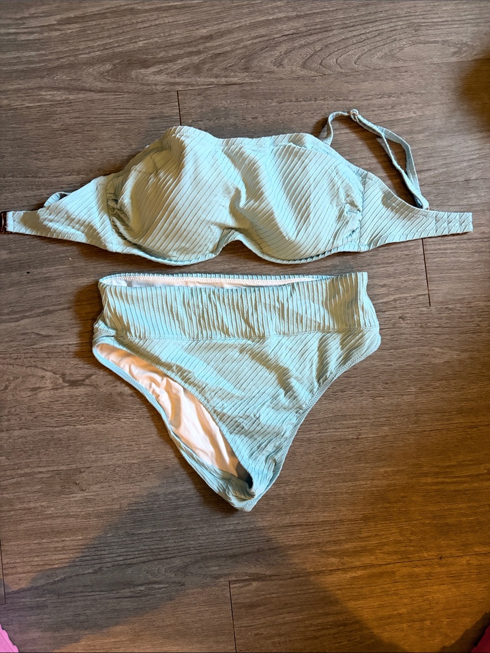 Women’s Ribbed Light Aqua Bikini Set